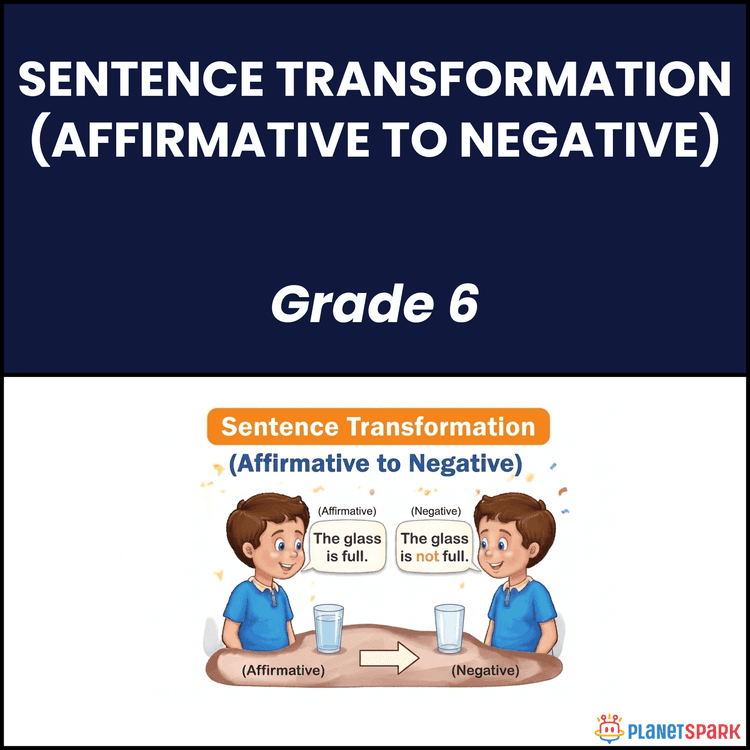 Class 6 Affirmative to Negative Sentences Worksheet
