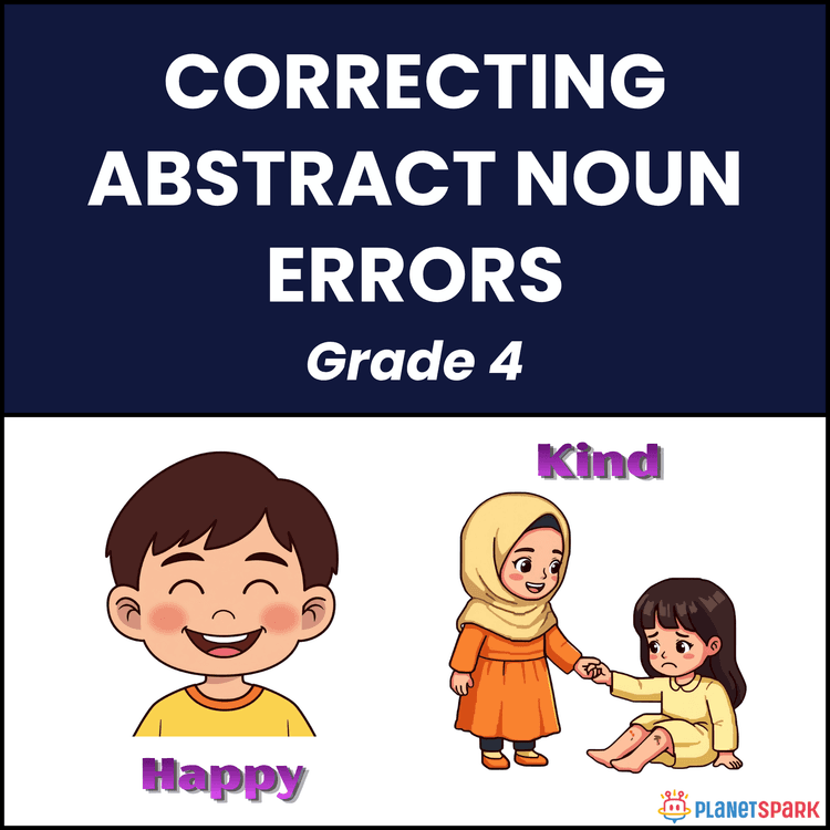 Class 4 Grammar Worksheet on Abstract Noun Errors