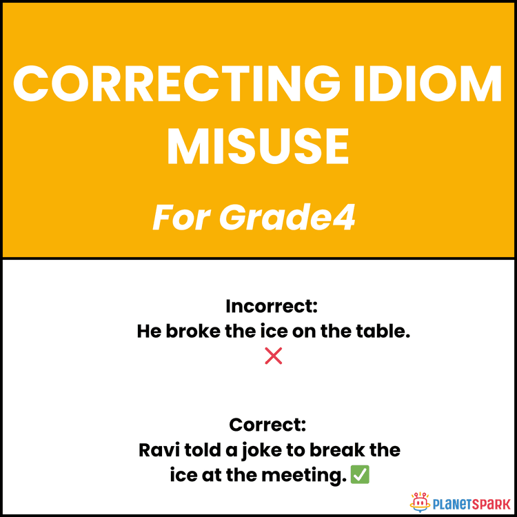 Class 4 English Grammar Worksheet on Idiom Usage