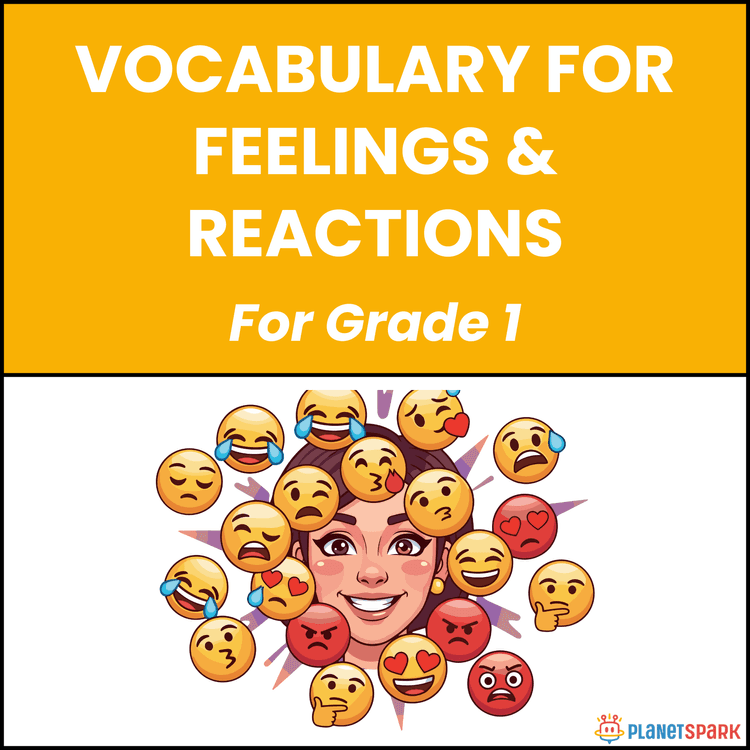 Class 1 English Worksheet on Feelings and Reactions
