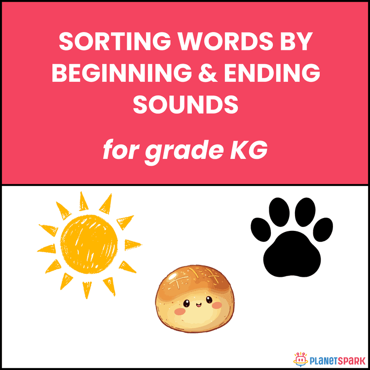 Class KG English Worksheet Sorting Beginning Ending Sounds