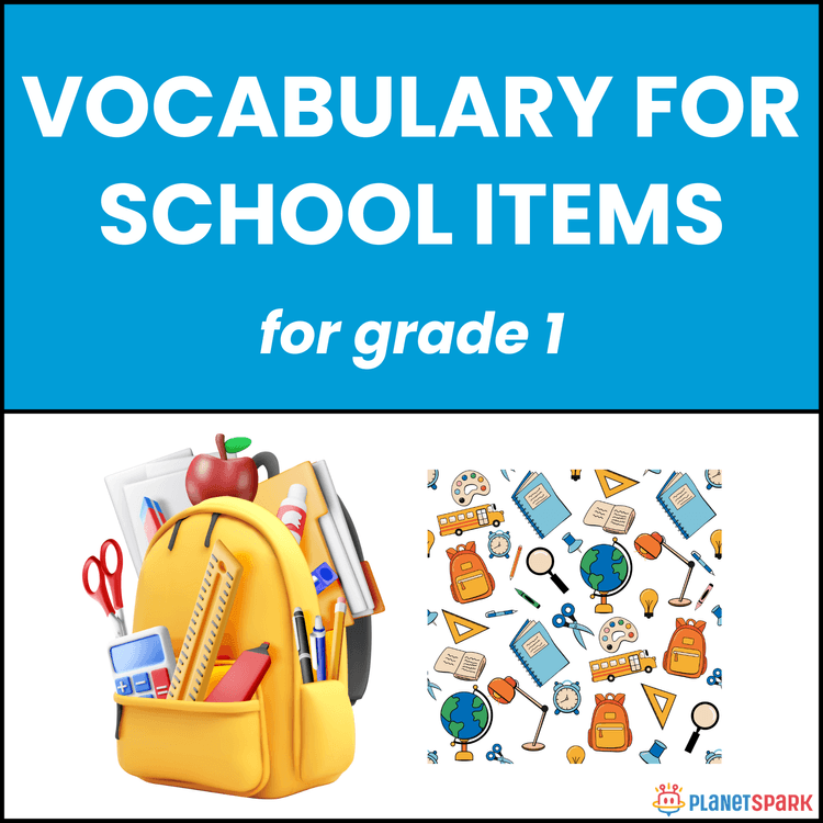 Class 1 Worksheet for School Items Vocabulary