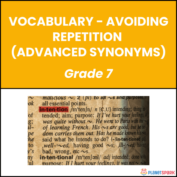 Class 7 Worksheet on Avoiding Repetition in Vocabulary