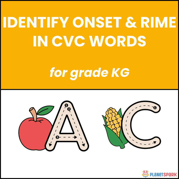 Class KG English Worksheet Identify Onset and Rime