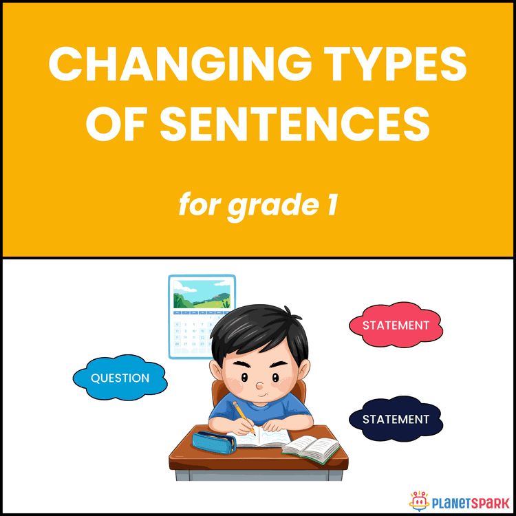 Class 1 Grammar Worksheet on Changing Sentences