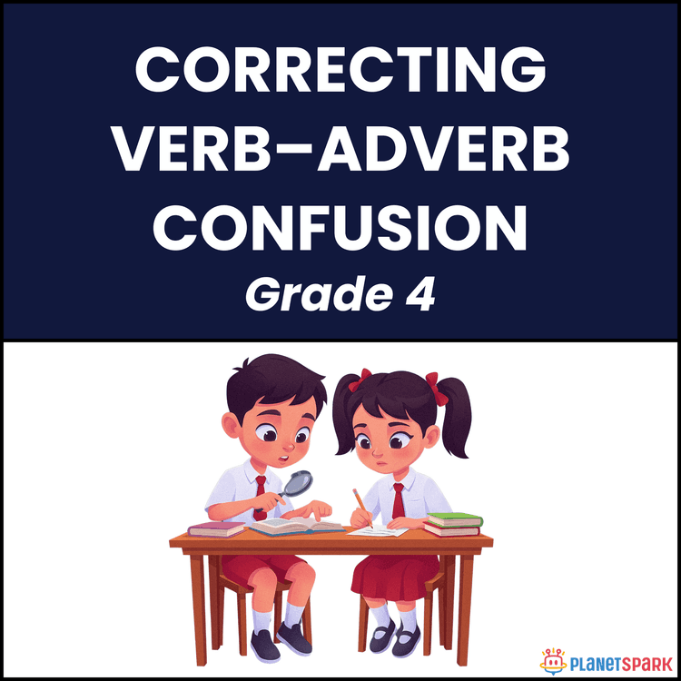 Class 4 Grammar Worksheet on Verb-Adverb Confusion