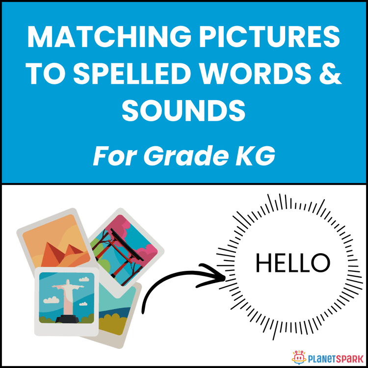 Class KG English Worksheet on Matching Pictures to Words