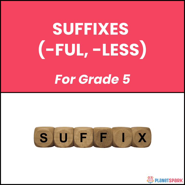 Class 5 Grammar Worksheet on Suffixes Ful and Less