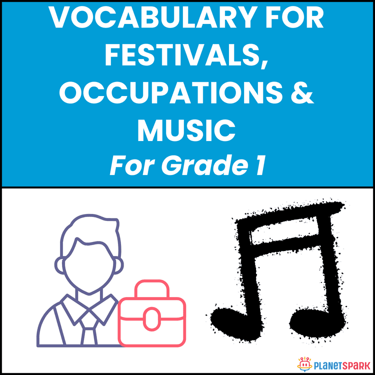 Class 1 English Worksheet on Festivals,Occupations,Music