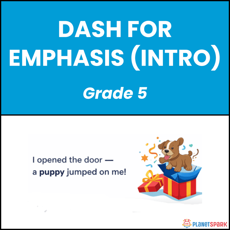Class 5 Dash for Emphasis Grammar Worksheet