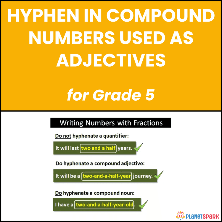 Class 5 Hyphen Numbers Adjectives Worksheet