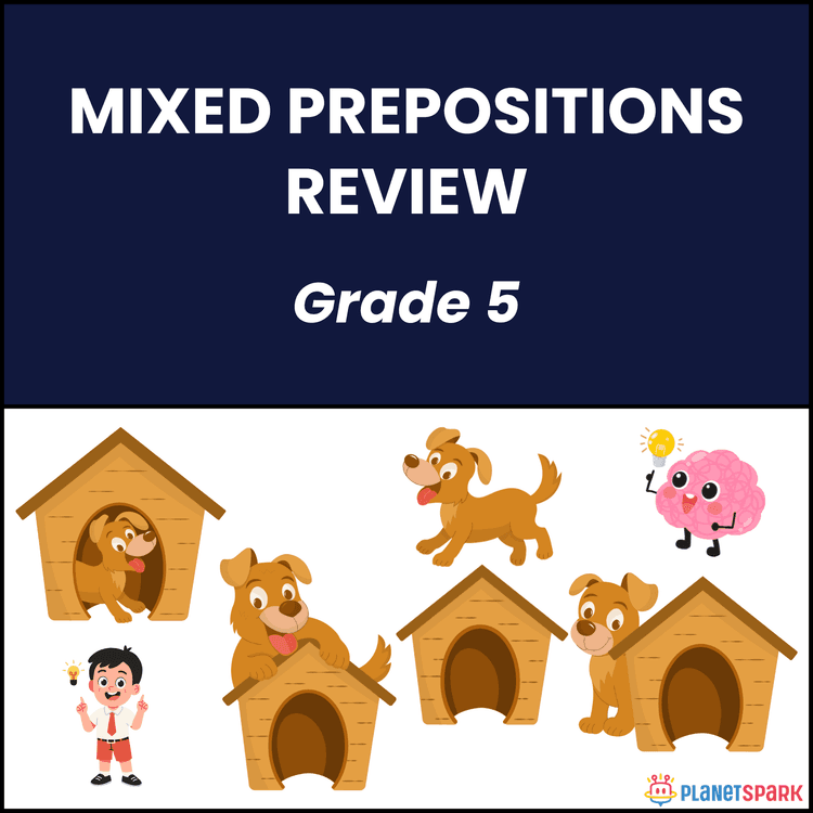Class 5 Mixed Prepositions Review Worksheet