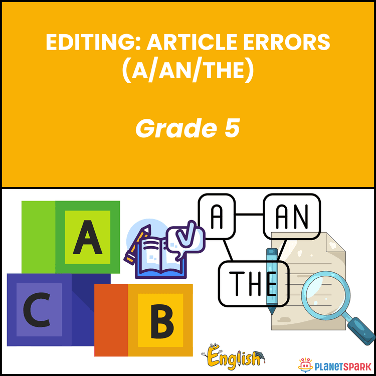 Class 5 Worksheet on Article Error
