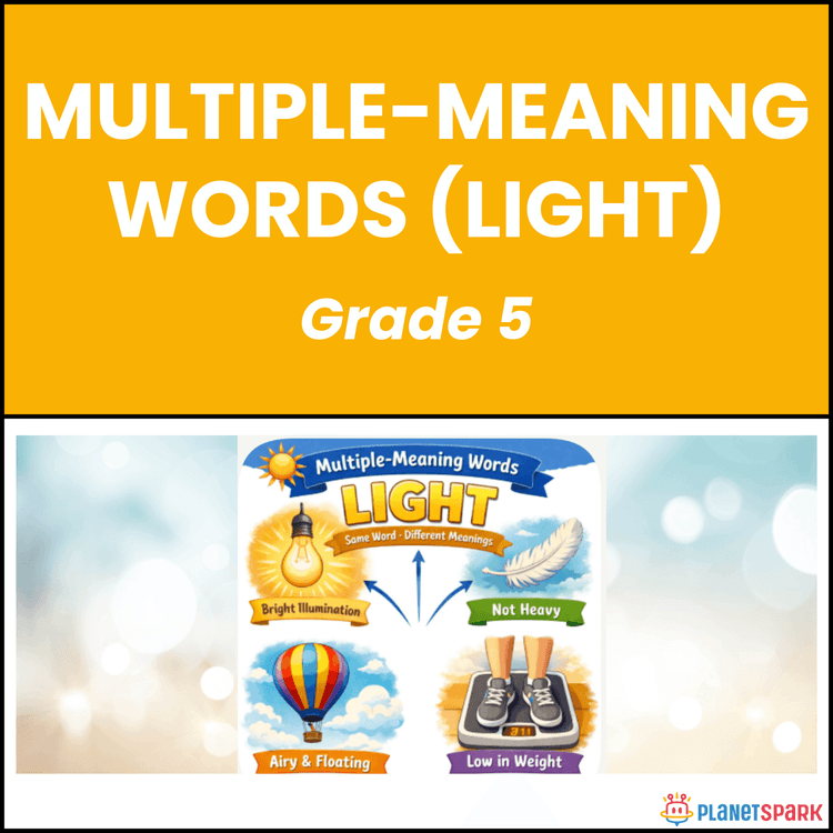 Class 5 Worksheet on Multiple Meaning Words 