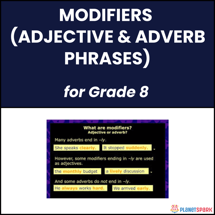 Class 8 Modifiers Phrases English Worksheet