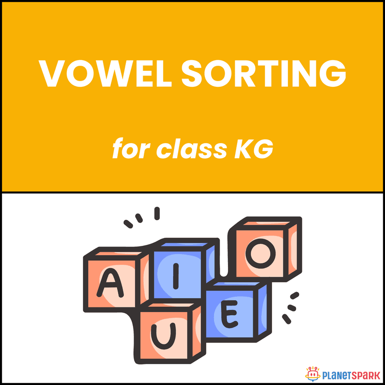 Class KG Phonics Worksheet on Vowel Sorting
