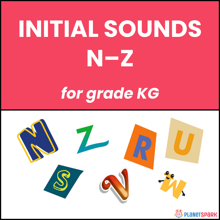Class KG Worksheet On Initial Sounds N–Z