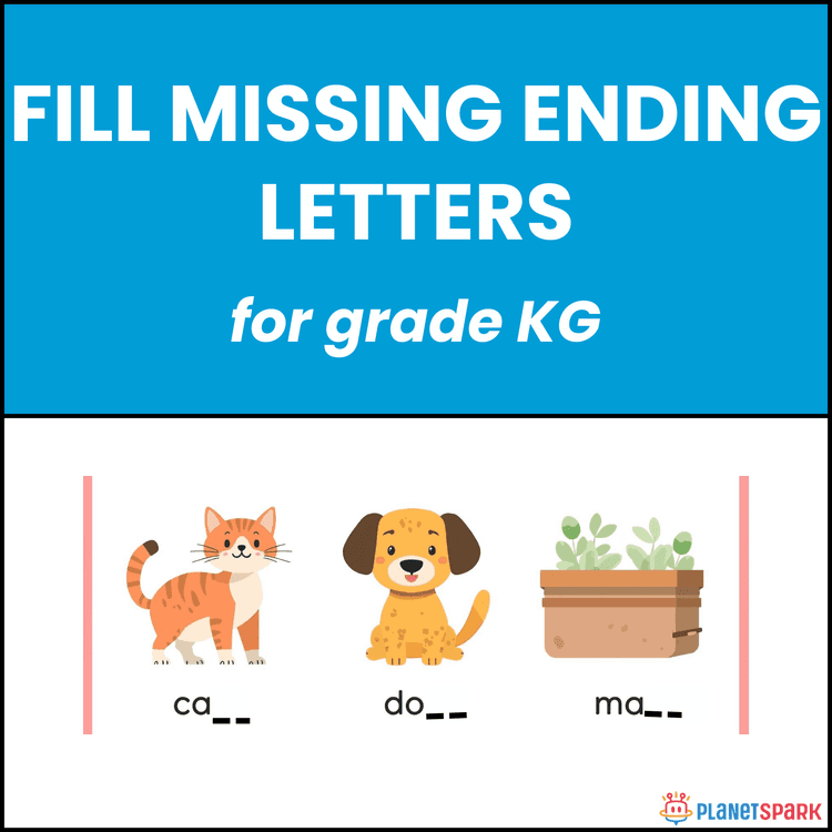 Class KG Worksheet on Ending Letter Sounds