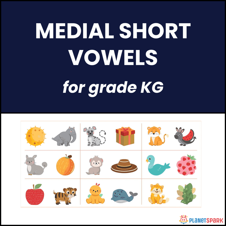Class KG Worksheet on Medial Short Vowels