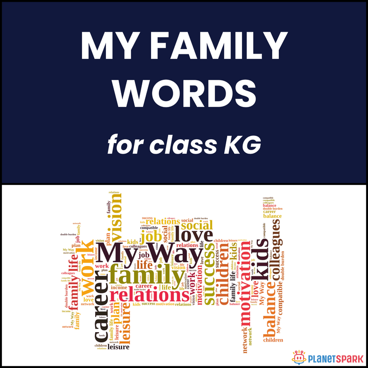 Class KG English Worksheet on My Family Words