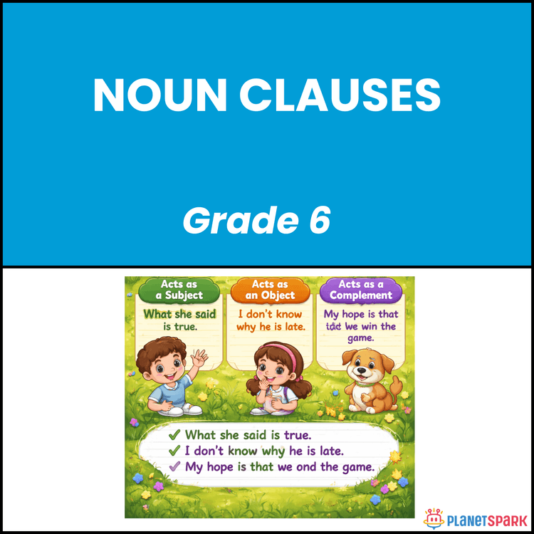 Class 6 English Worksheet on Noun Clauses