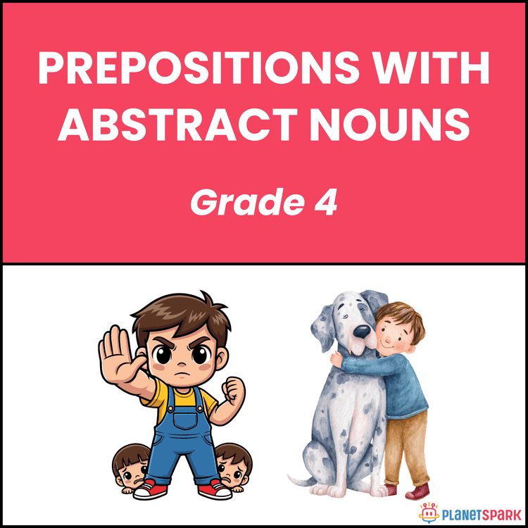 Class 4 Grammar Worksheet on Noun Prepositions