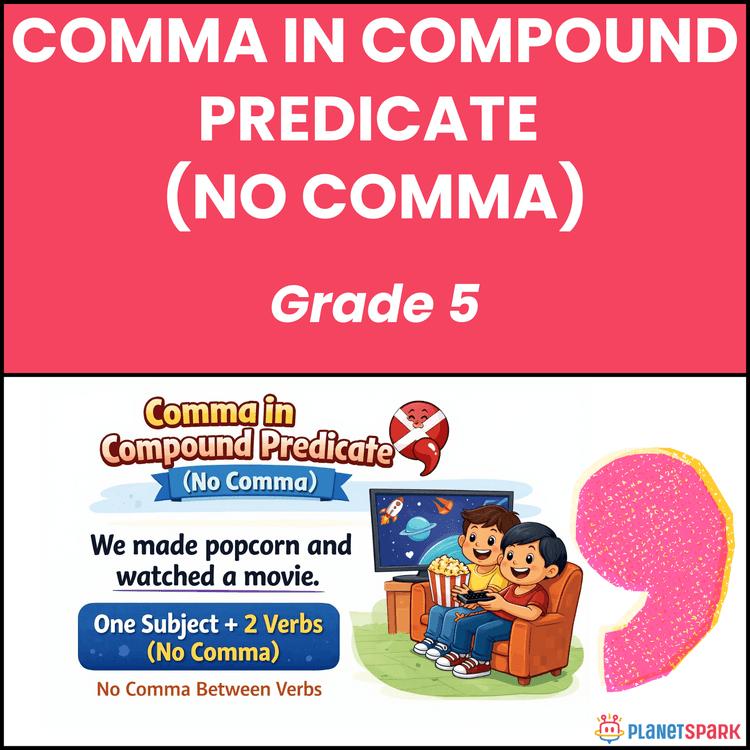 Class 5  Worksheet on Compound Predicate No Comma
