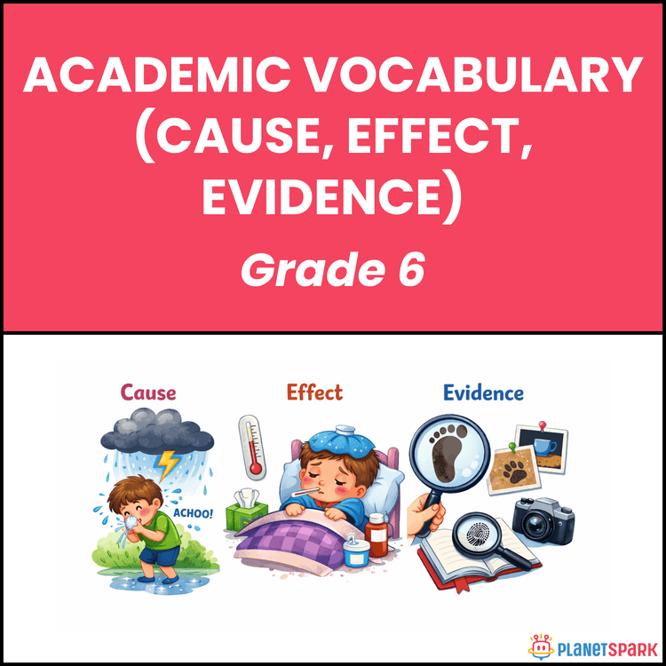Class 6 Academic Vocabulary Cause Effect Evidence Worksheet