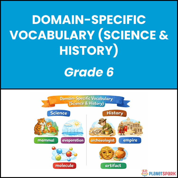Class 6 Domain Specific Vocabulary Science History Worksheet