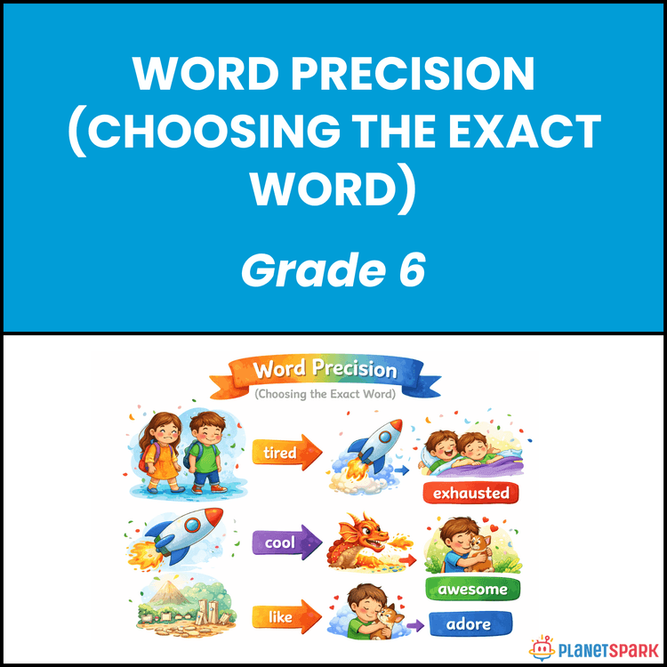 Class 6 Word Precision Choosing Exact Words Worksheet