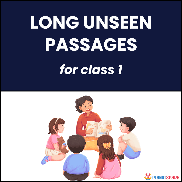Class 1 English Worksheet for Long Unseen Passage