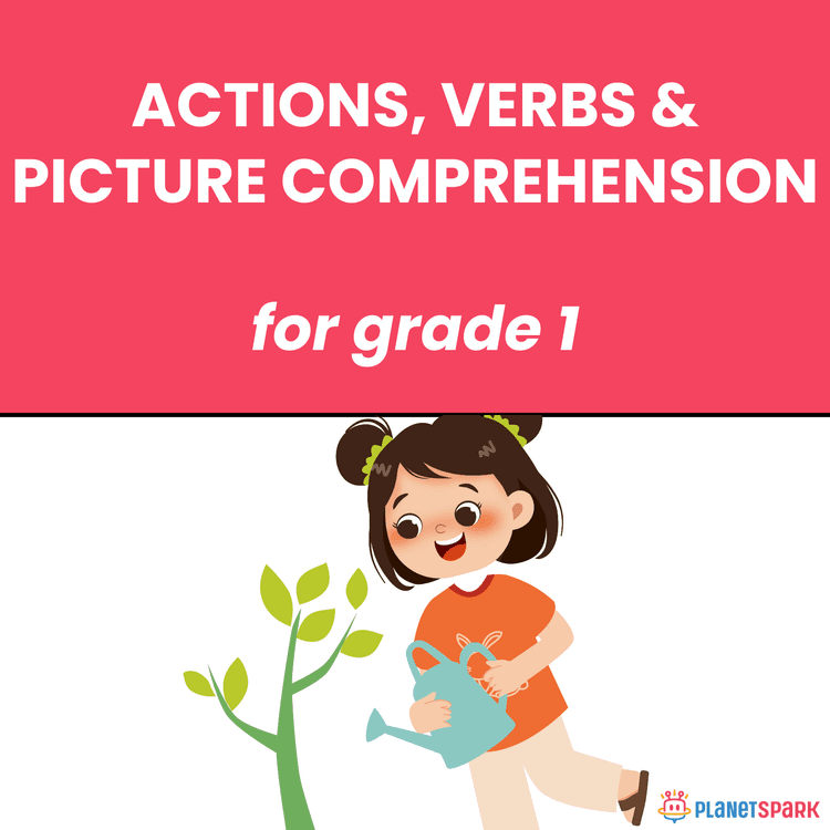 Class 1 English Worksheet on Actions Verbs Pictures