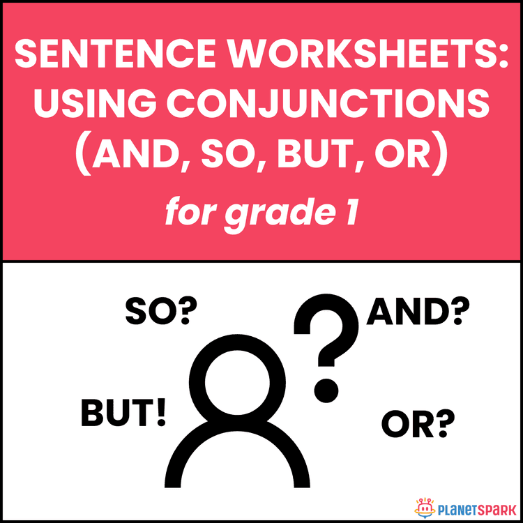 Class 1 Grammar Worksheet on Basic Conjunctions