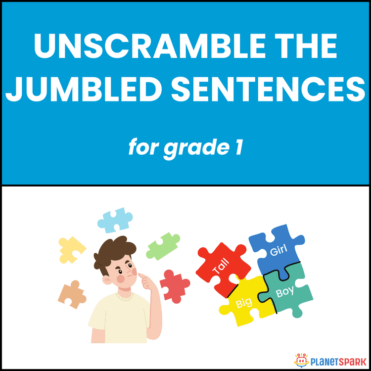 Class 1 Grammar Worksheet on Jumbled Sentences