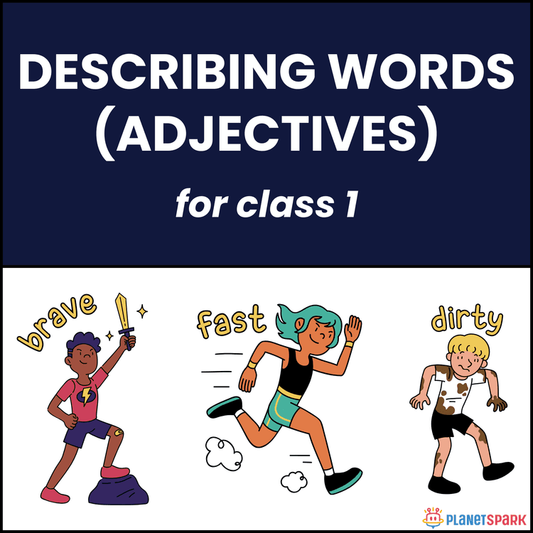 Class 1 Grammar Worksheet on Size and Colour Words