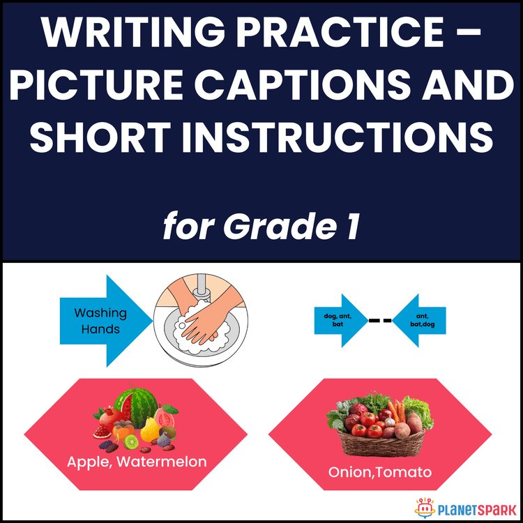 Class 1 Writing Worksheet on Picture Captions