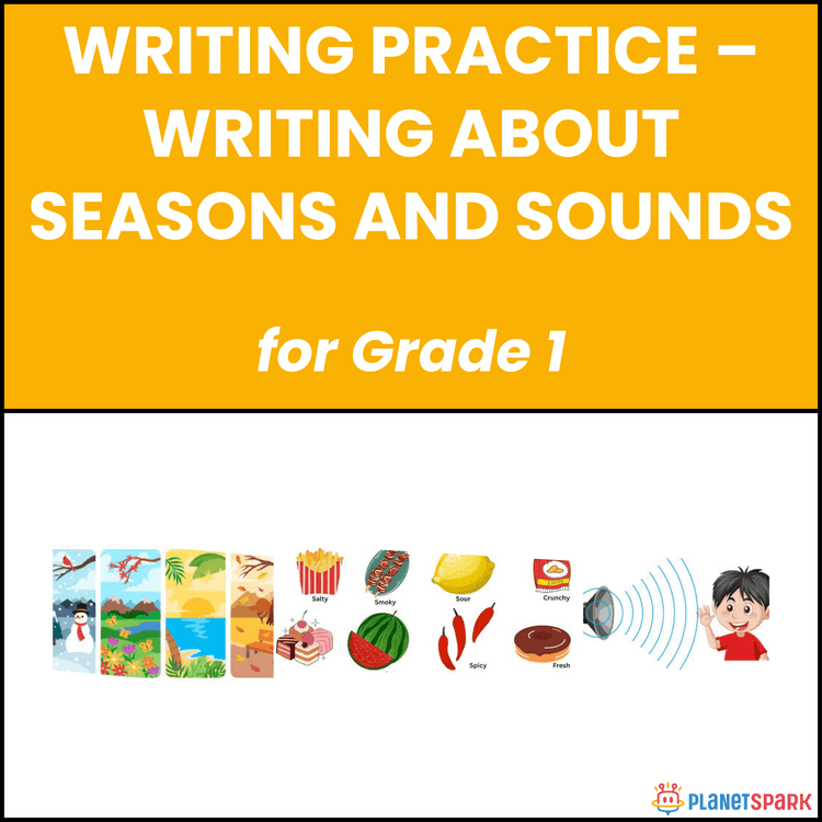 Class 1 Writing Worksheet on Seasons and Sounds