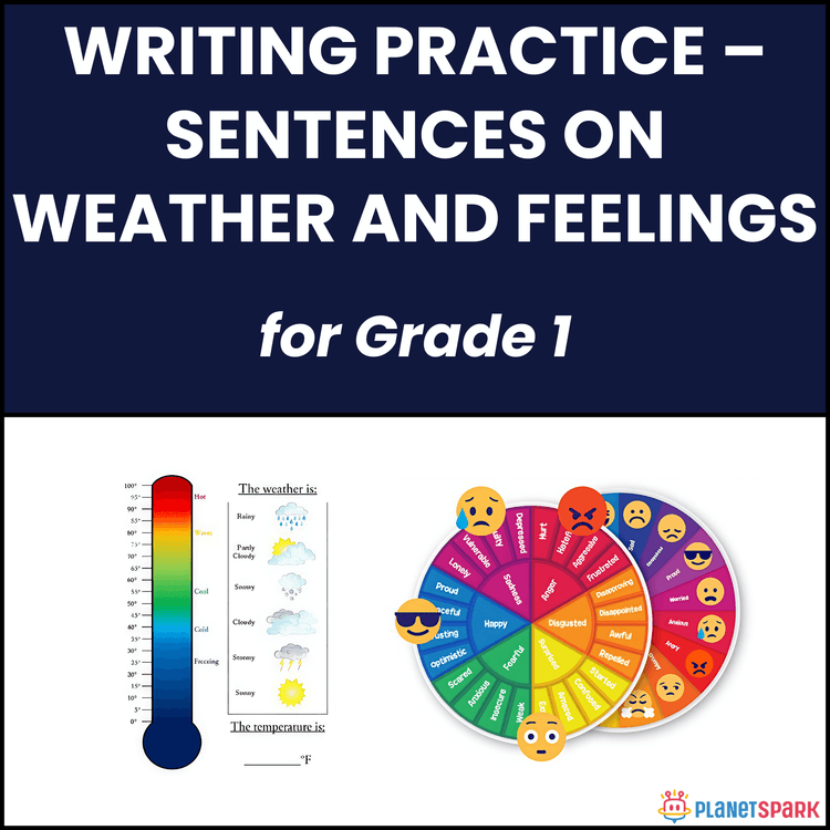 Class 1 Writing Worksheet on Weather and Feelings