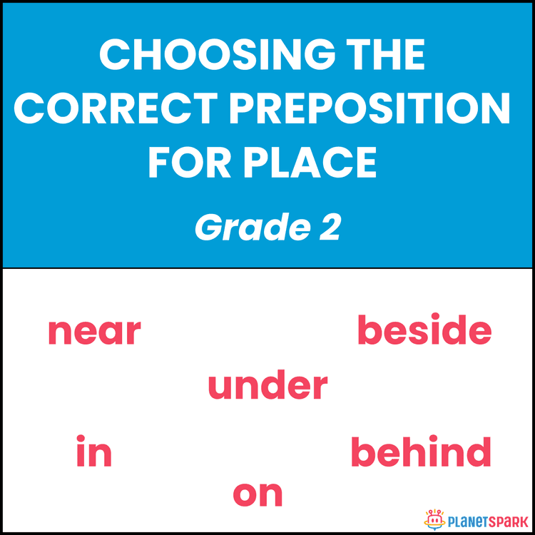 Class 2 English Worksheet on Prepositions of Place