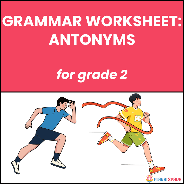 Class 2 English Worksheet on Simple Antonyms