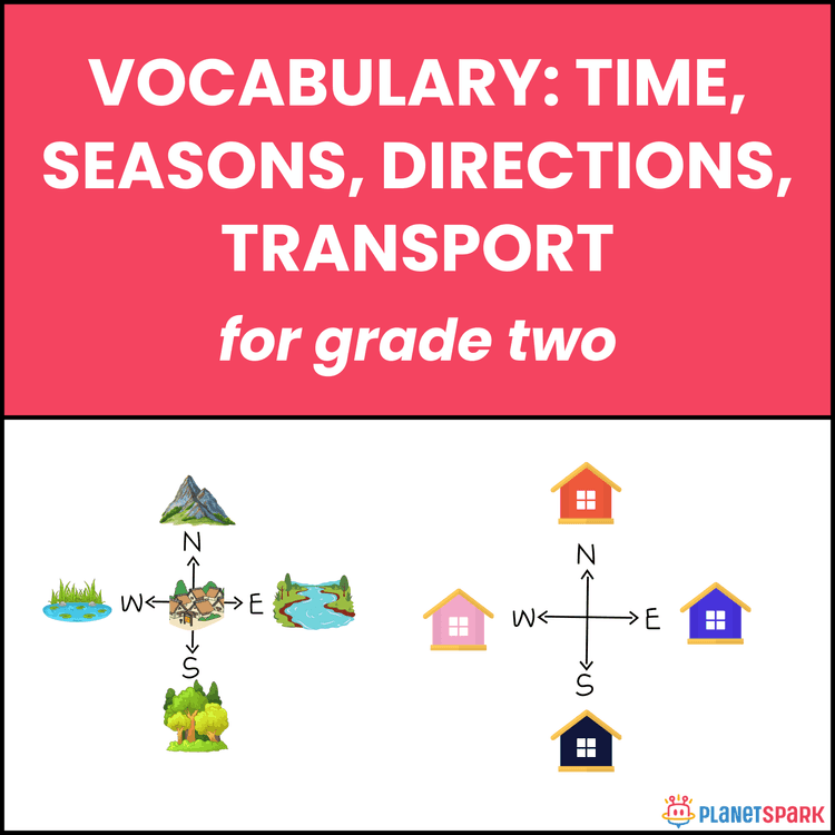 Class 2 English Worksheet on Time Seasons Directions