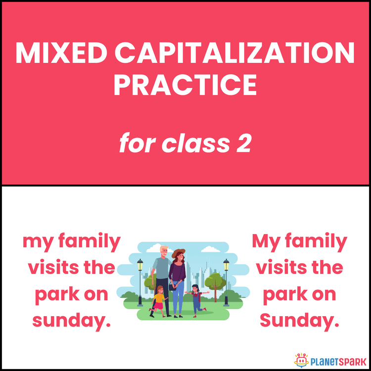 Class 2 Grammar Worksheet on Mixed Capitalization Practice