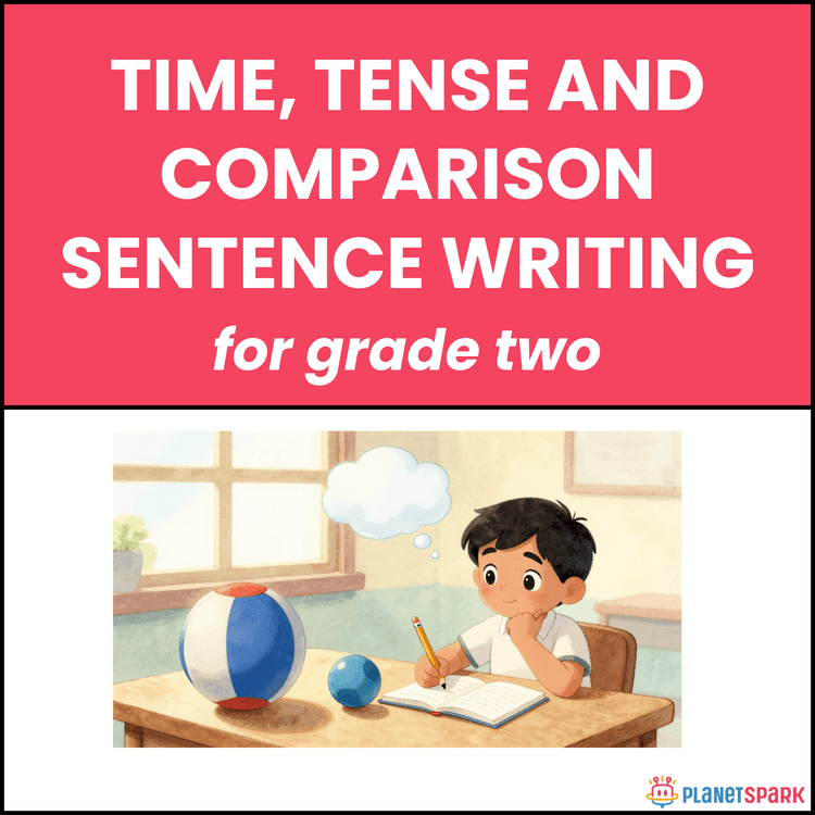 Class 2 Grammar Worksheet on Time Tense Comparison