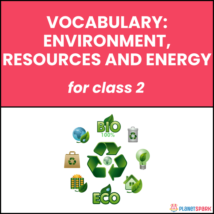 Class 2 Vocabulary Worksheet on Environment Resources and Energy