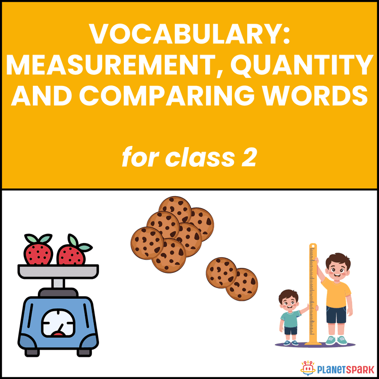 Class 2 Vocabulary Worksheet on Measurement and Comparing Words
