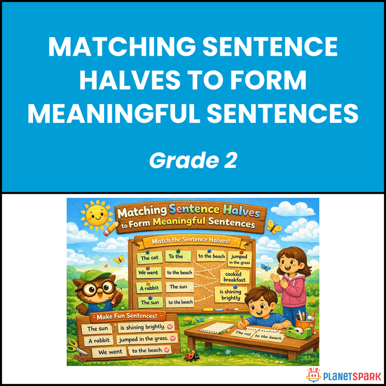 Class 2 Worksheet on Matching Sentence Halves