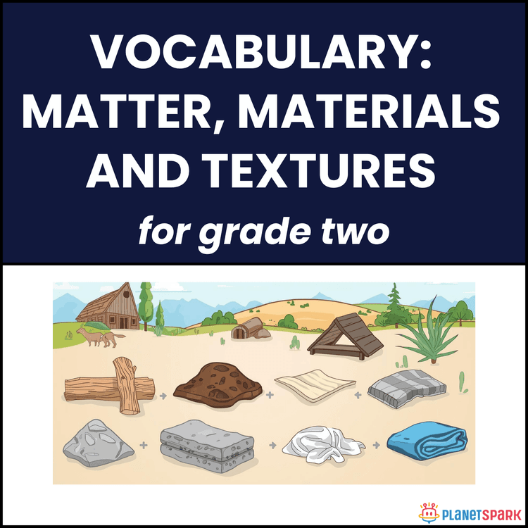 Class 2 Worksheet on Materials and Textures Vocabulary