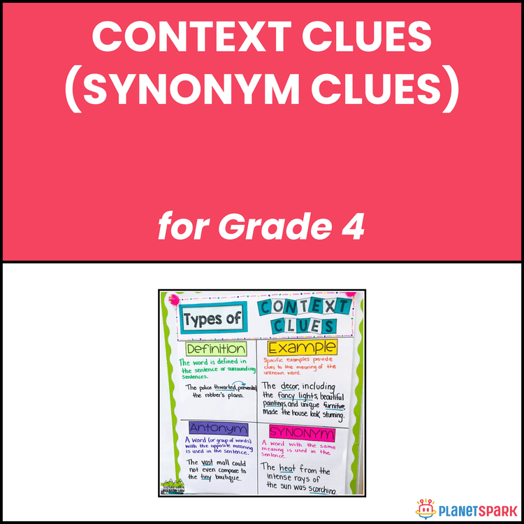 Class 4 Context Clues Synonym Based Worksheet