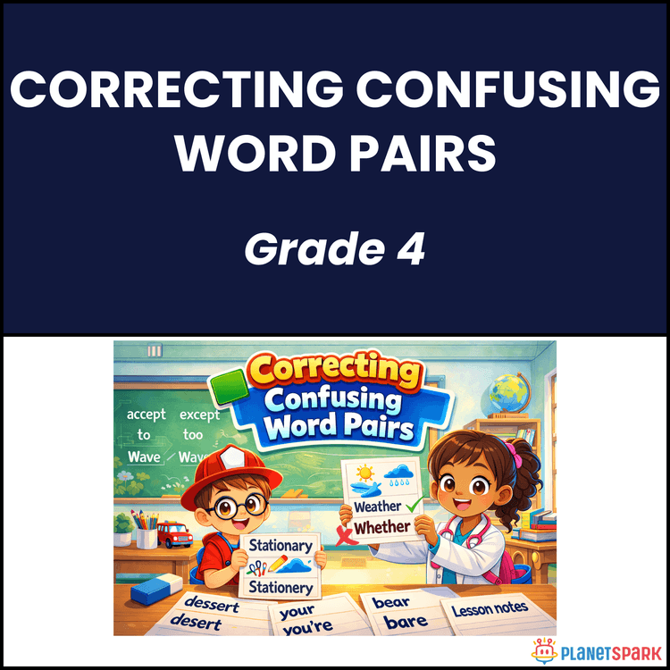 Class 4 Grammar Worksheet on Confusing Word Pairs