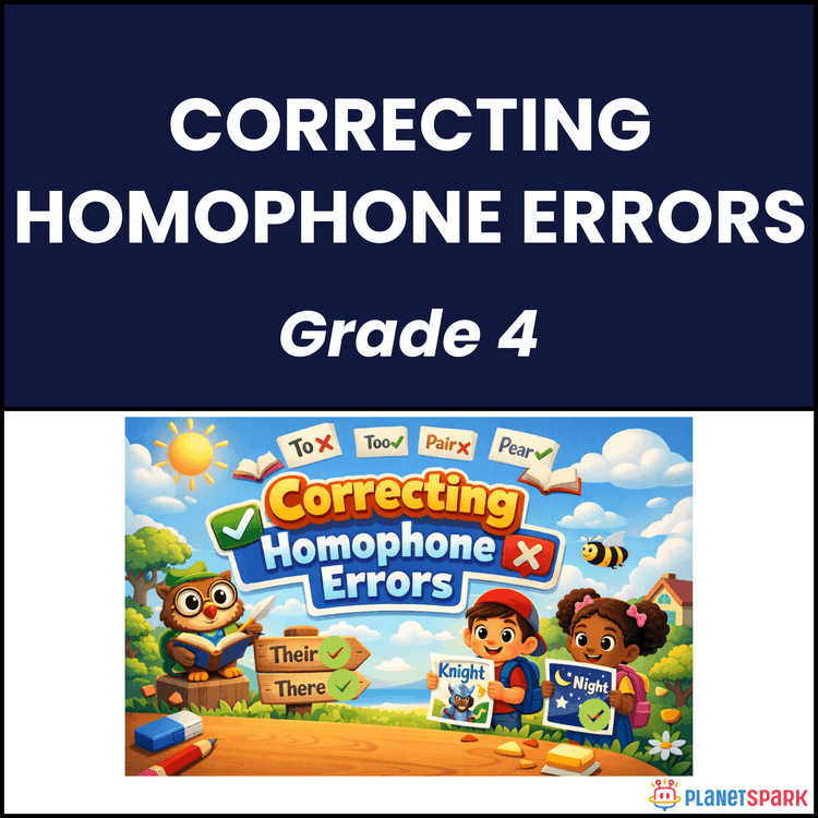 Class 4 Grammar Worksheet on Correcting Homophones